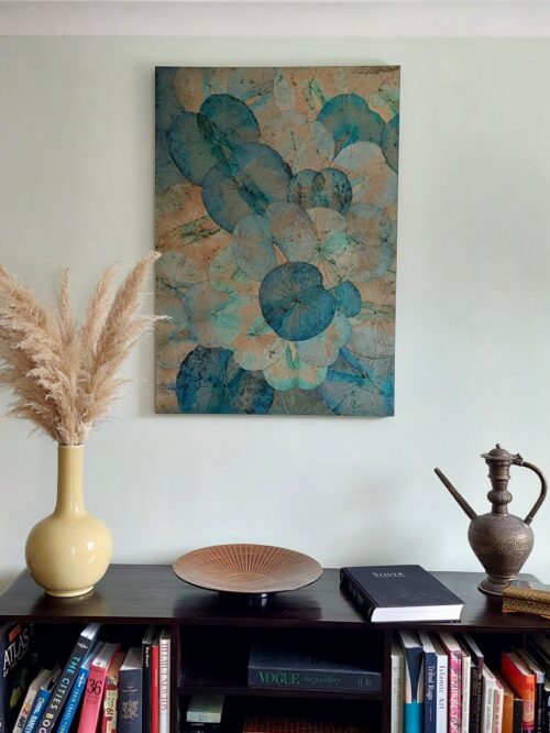 turquoise-teal-lotus-leaf-art