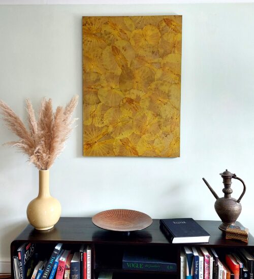 yellow-real-lotus-leaf-wall-art