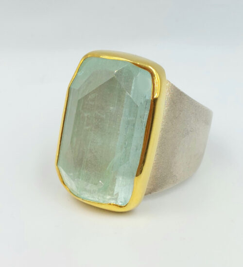 aquamarine-nugget-silver-gold-ring