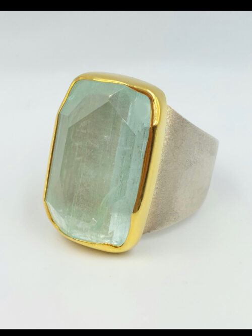 aquamarine-nugget-silver-gold-ring